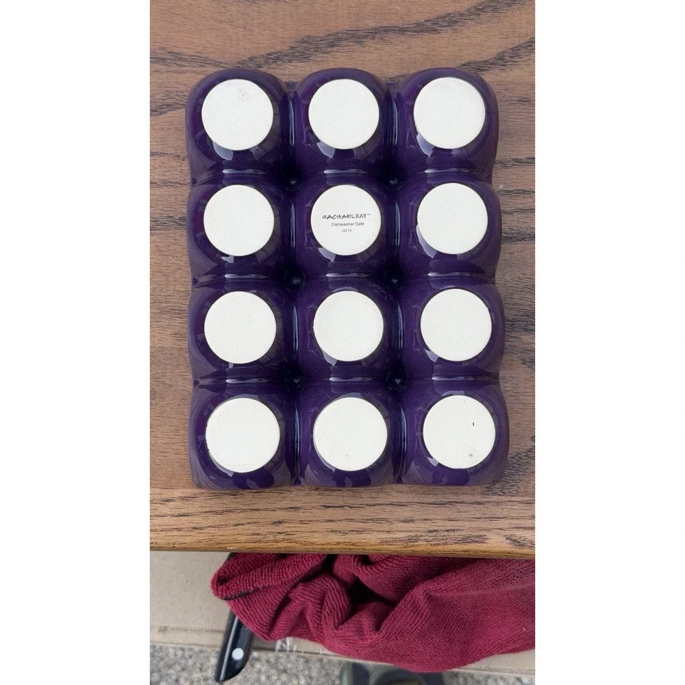 Rachael Ray Purple Stoneware Egg Tray Holder 12 Slot Kitchen Organizer‎